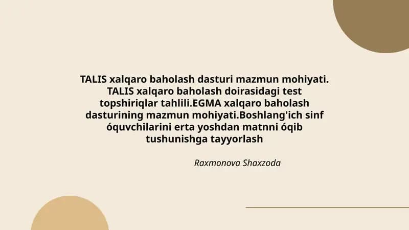 TALIS xalqaro baholash dasturi