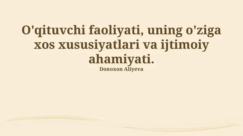 O'qituvchining faoliyati
