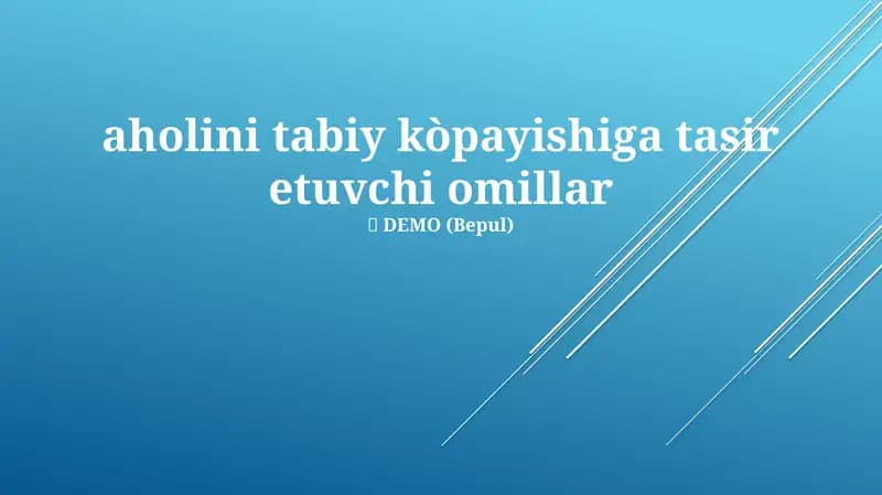 Tug'ilishga ta'sir etuvchi asosiy omillar