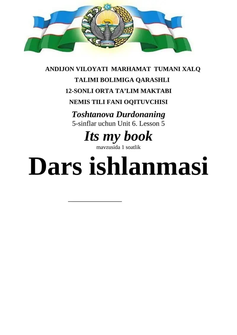 Unit 6 Lesson 5 Dars ishlanmasi