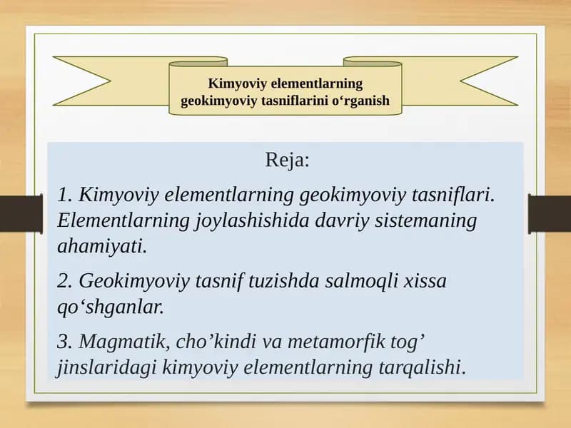 Kimyoviy elementlarning geokimyoviy tasniflari