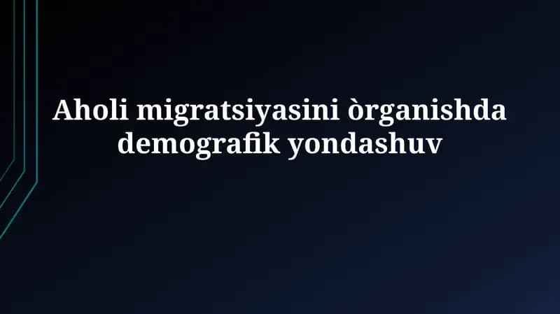 Demografiya va Migratsiya: Asosiy Tushunchalar