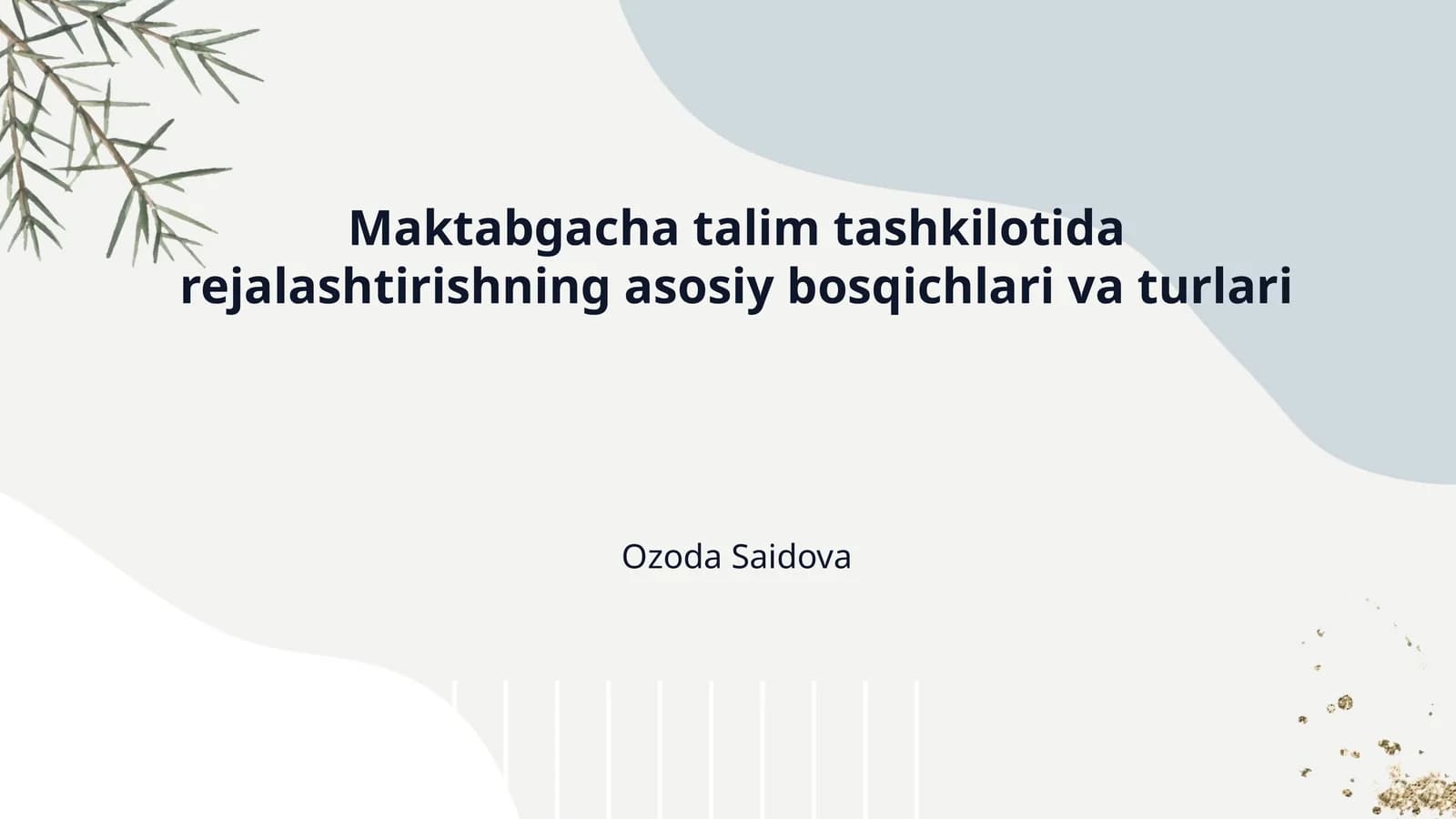Maktabgacha talim tashkilotida rejalashtirishning asosiy bosqichlari va turlari