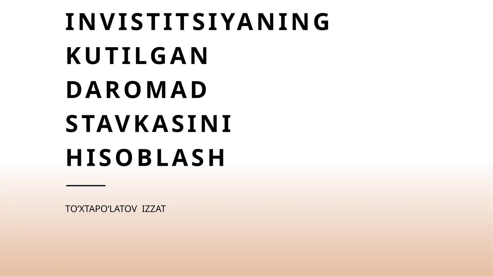 Investitsiyalarning kutilgan daromadi