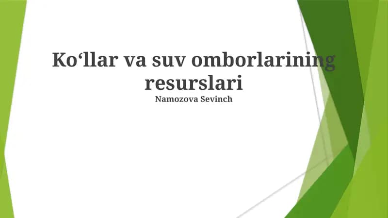 Koʻllar va suv omborlarining resurslari
