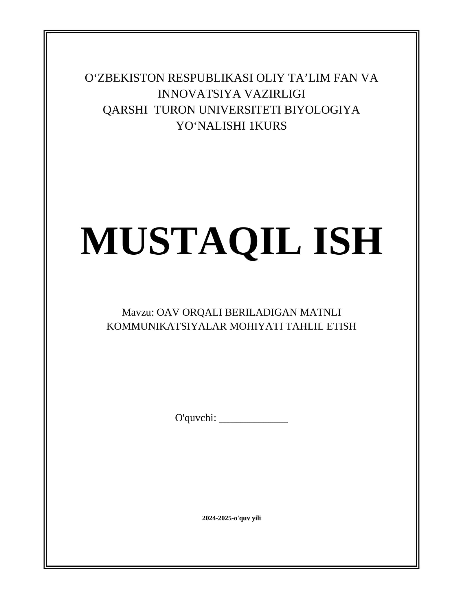 OAV ORQALI BERILADIGAN MATNLI KOMMUNIKATSIYALAR MOHIYATI TAHLIL ETISH