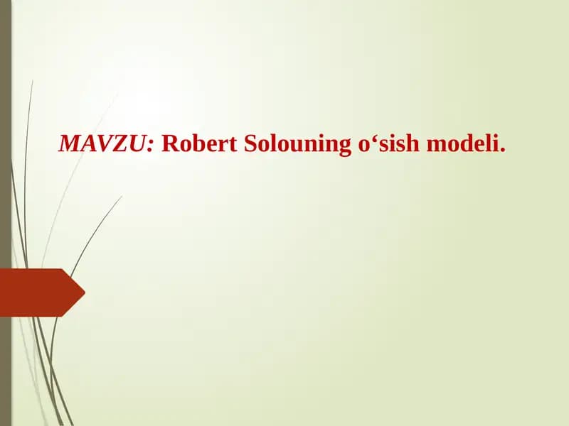 Robert Solouning o‘sish modeli