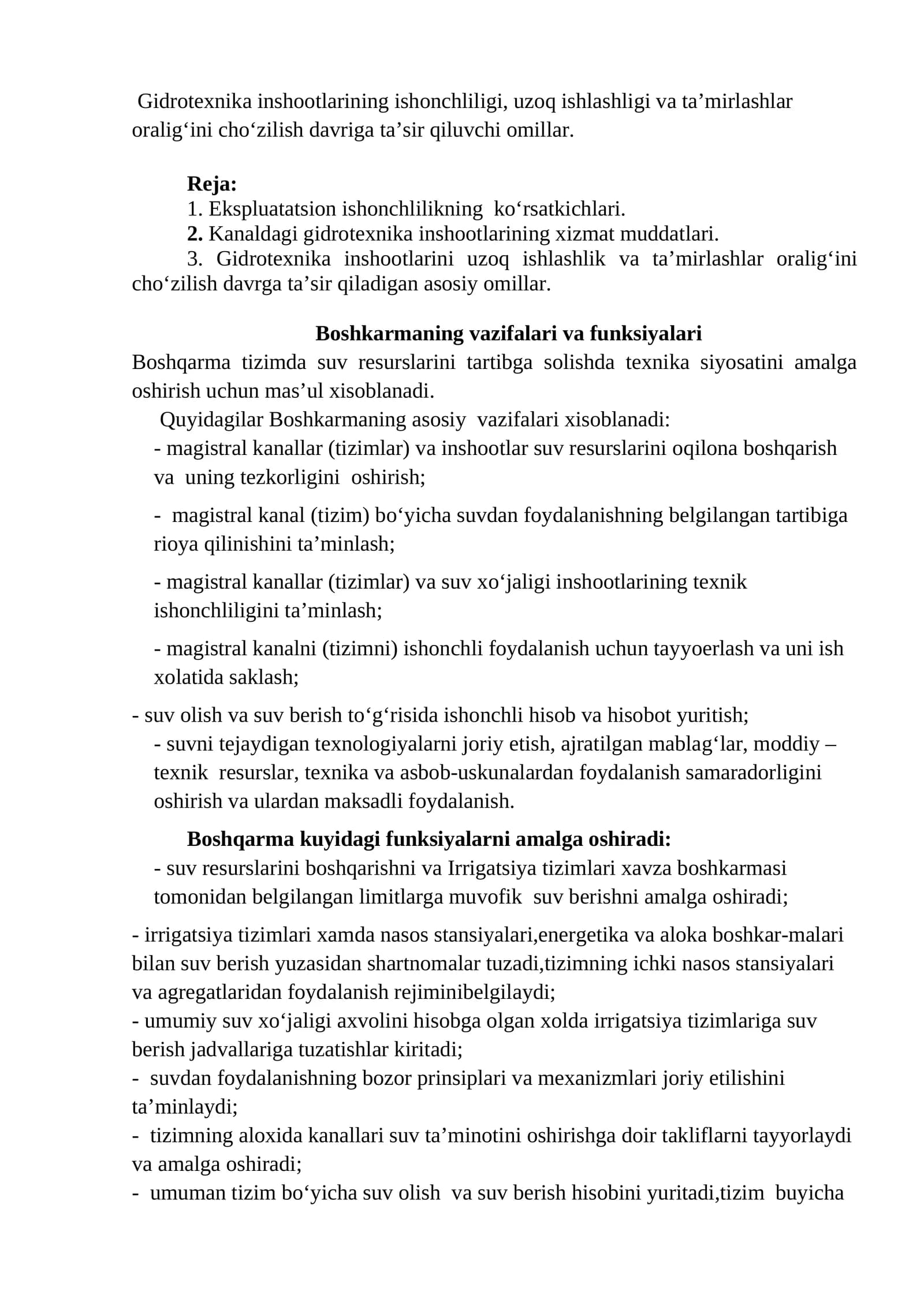 Gidrotexnika inshootlarining ishonchliligi