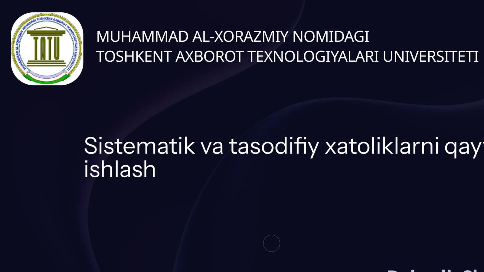 Sistematik va tasodifiy xatoliklarni qayta ishlash