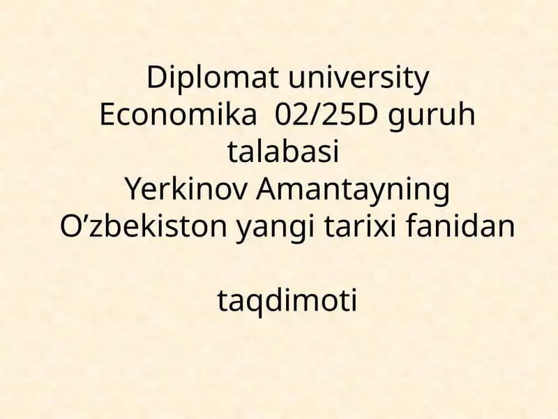 O‘zbekiston yangi tarixi fanidantaqdimoti