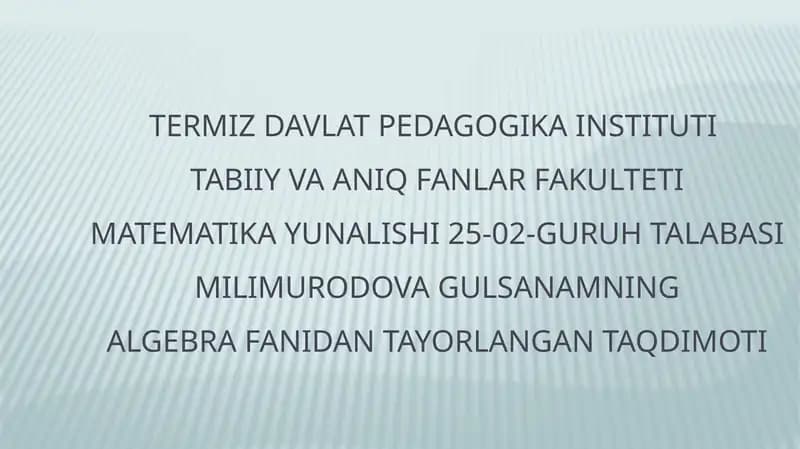 Matematika yunalishi