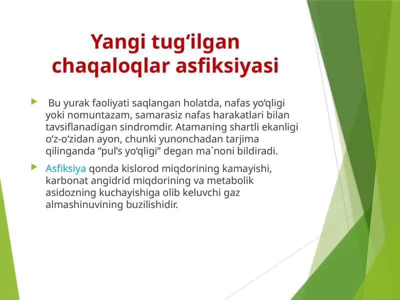 Yangi tug‘ilgan chaqaloqlar asfiksiyasi