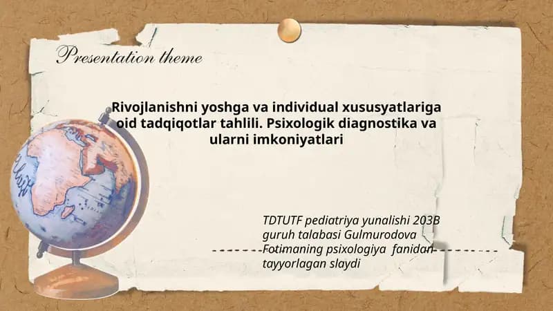 Psixologik diagnostika va ularni imkoniyatlari