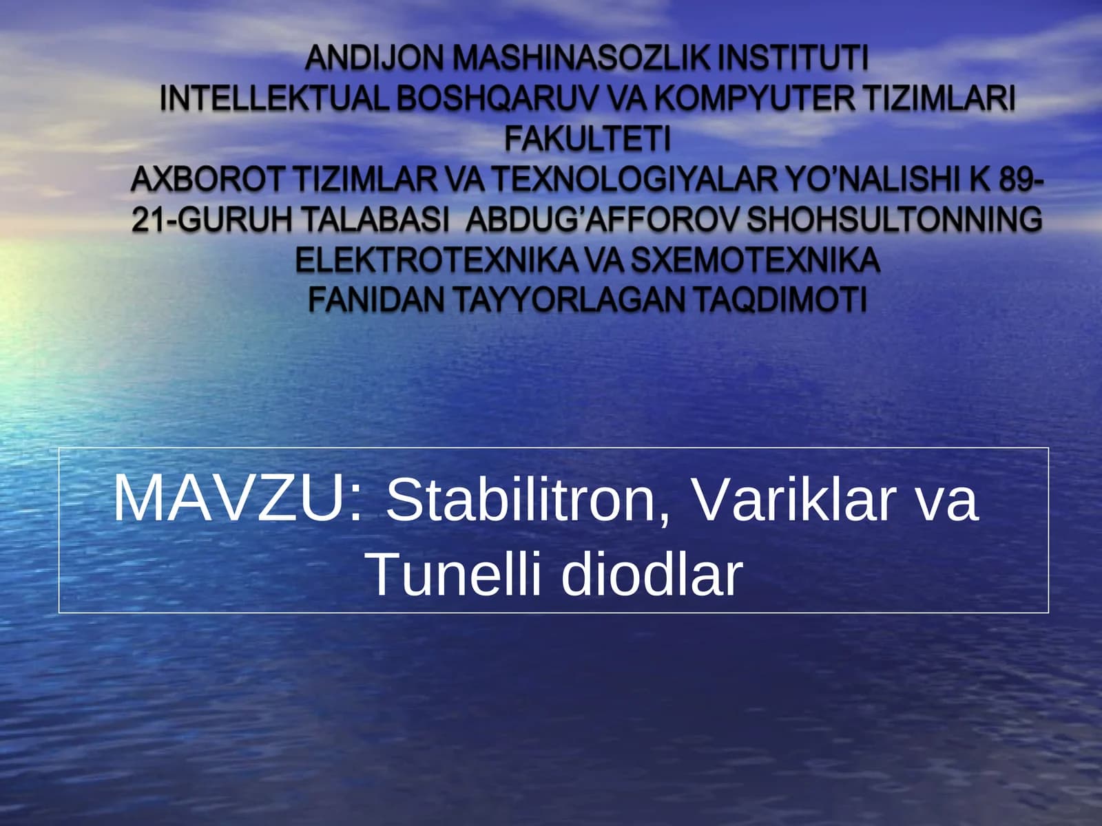 Stabilitron, Variklar va Tunelli diodlar