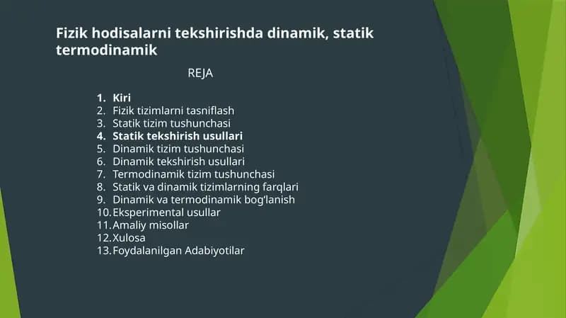Fizik jarayonlarni o'rganish
