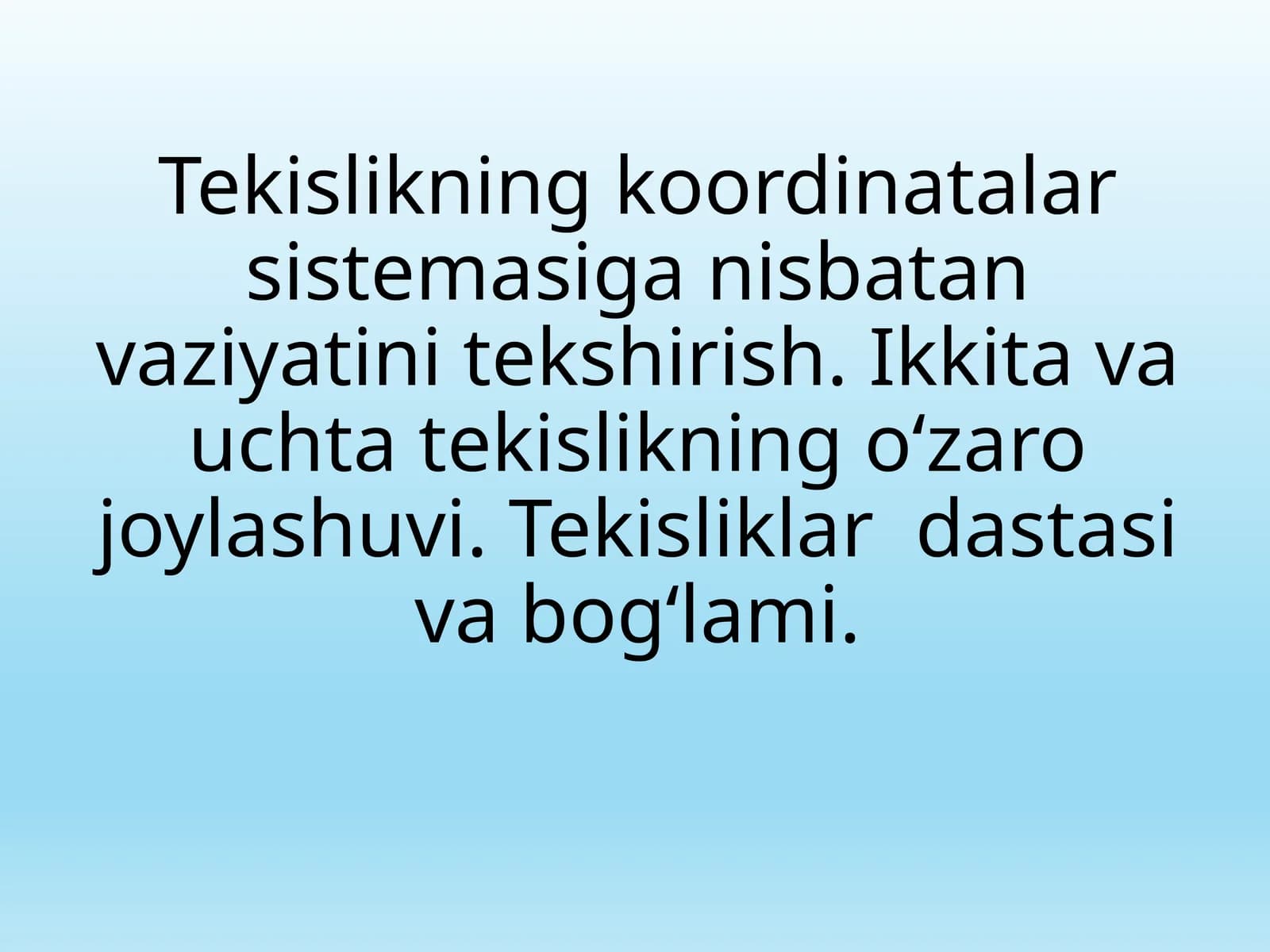 Tekislikning affin reperdagi turli tenglamalari
