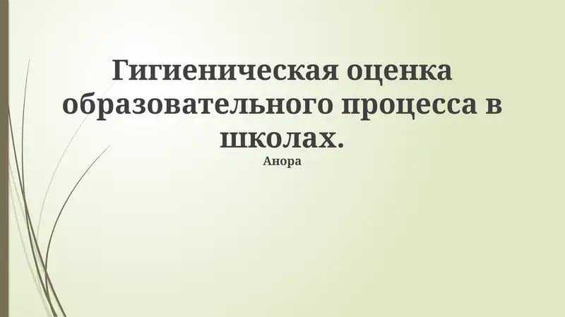 Гигиеническая оценка образовательного процесса в школах