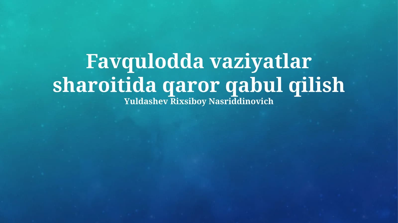 Favqulodda Vaziyatlarni Bartaraf Etish Boʻyicha Amalga Oshiriladigan Tadbirlar