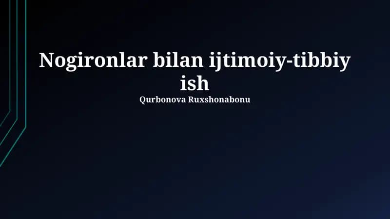 Nogironlar bilan ijtimoiy-tibbiy ish