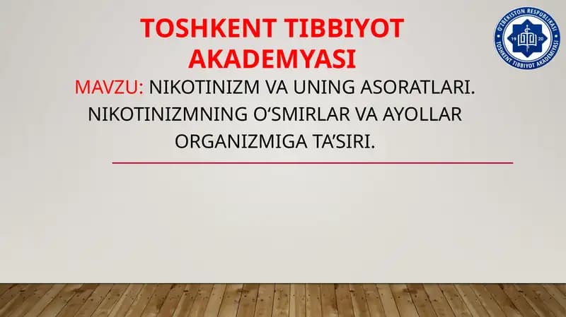 Nikotinizm va uning asoratlari