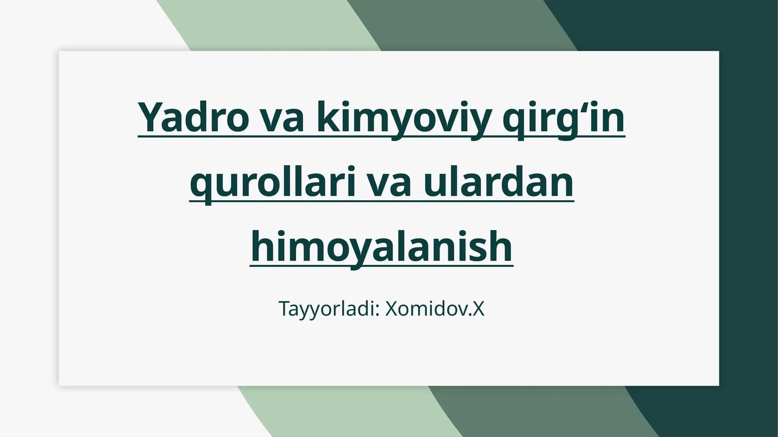 Yadro va kimyoviy qirgʻin qurollari va ulardan himoyalanish