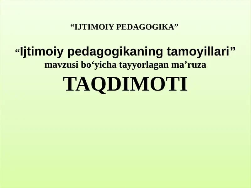 IJTIMOIY PEDAGOGIKA