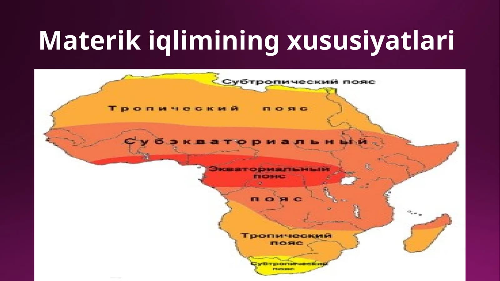 Materik iqliminin g'oyaviy xususiyatlari