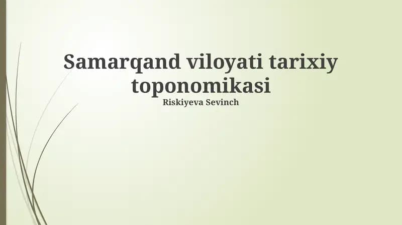 Samarqand viloyati tarixiy toponomikasi
