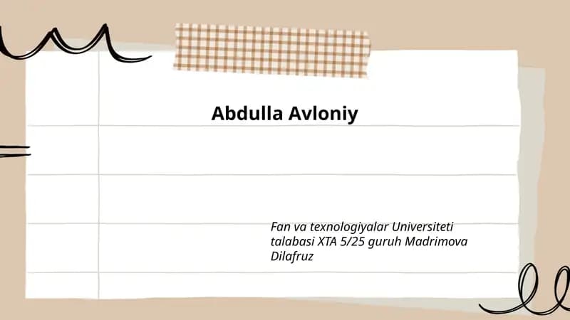 Abdulla Avloniy: hayoti va ijodi