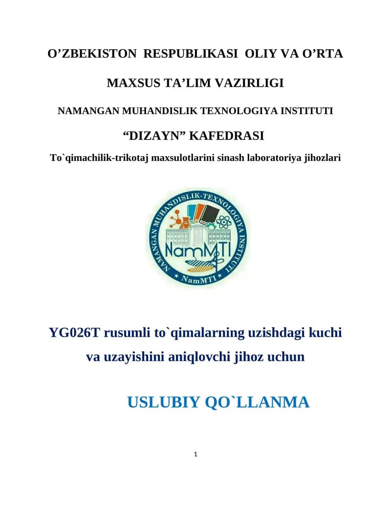 To`qimachilik-trikotaj maxsulotlarini sinash laboratoriya jihozlari