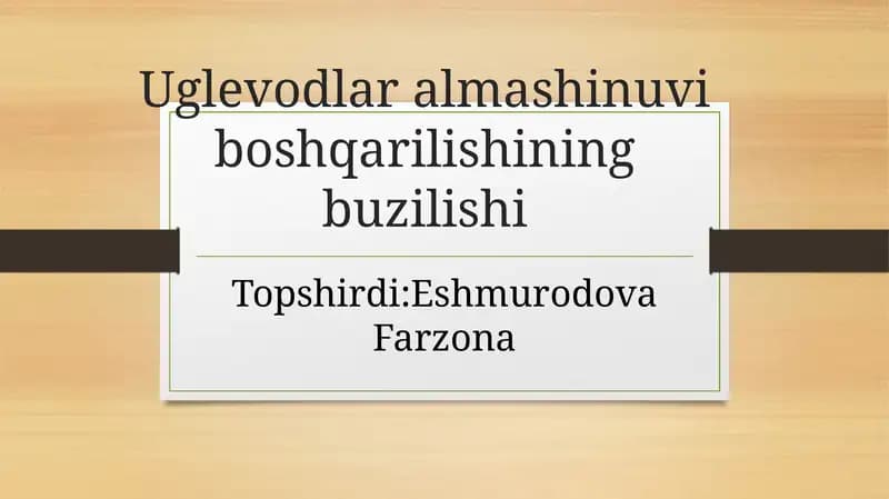 Uglevodlar almashinuvi boshqarilishining buzilishi