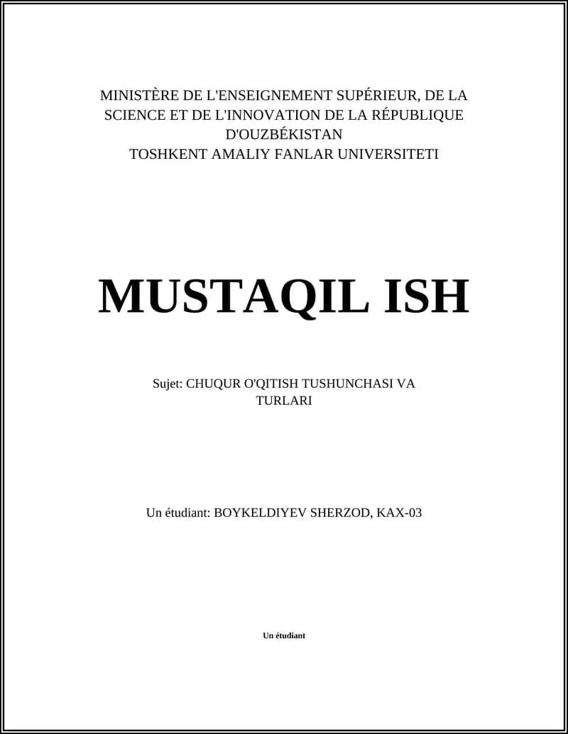 CHUQUR O'QITISH TUSHUNCHASI VA TURLARI