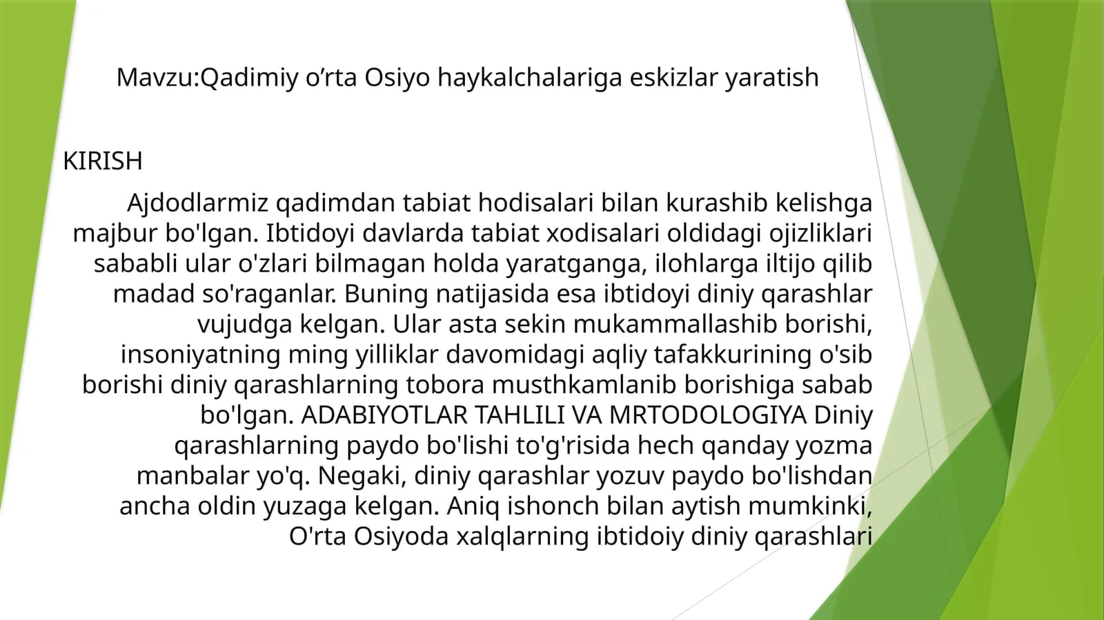 Qadimiy o’rta Osiyo haykalchalariga eskizlar yaratish