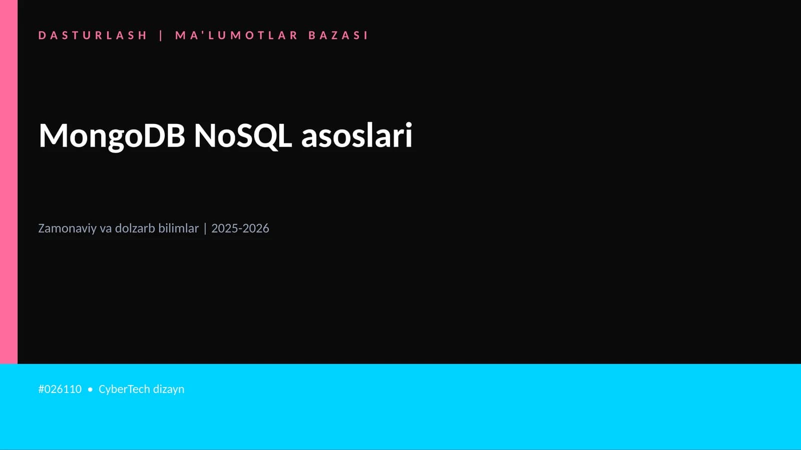 MongoDB NoSQL asoslari