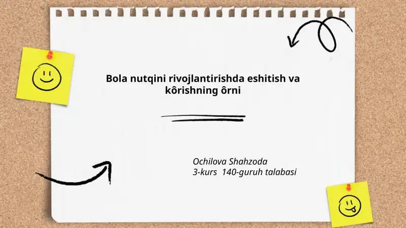 Bola nutqini rivojlantirishda eshitish va kôrishning ôrni