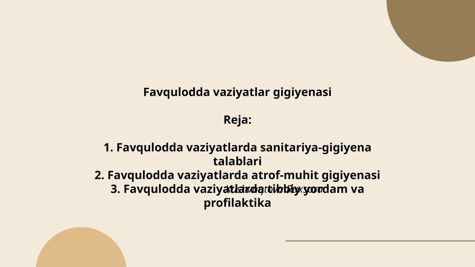 Favqulodda vaziyatlar gigiyenasi