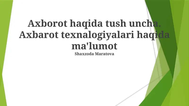 Axborot Texnologiyalari haqida umumiy ma'lumot