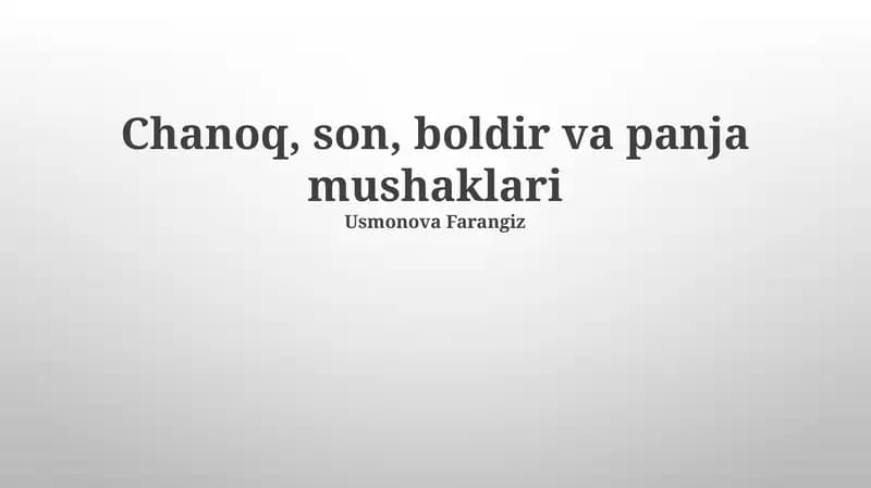 Chanoq, son, boldir va panja mushaklari