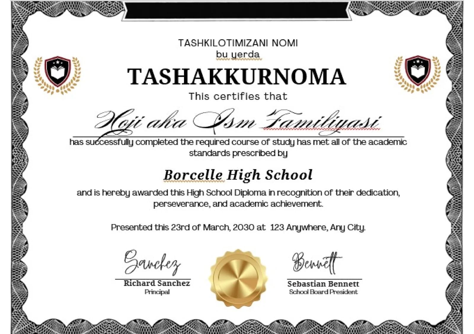TASHAKKURNOMA