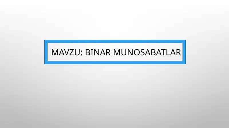 Binar munosabatlar