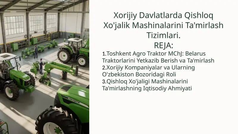 Qishloq Xo'jalik Mashinalarini Ta'mirlash Tizimlari