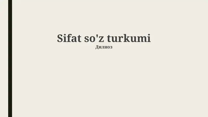 Sifat so'z turkumi