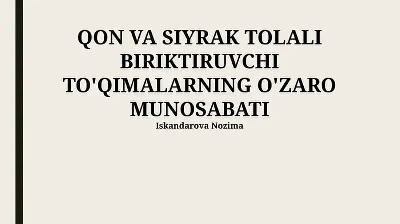 Zich va bo'sh biriktiruvchi to'qimalarning o'zaro munosabati
