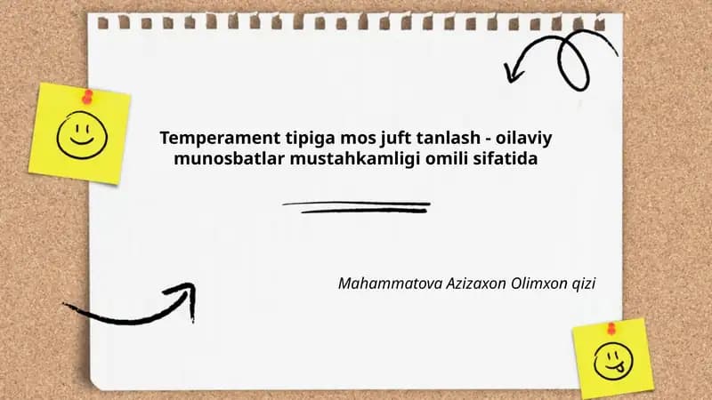 Temperament tipiga mos juft tanlash - oilaviy munosbatlar mustahkamligi omili sifatida