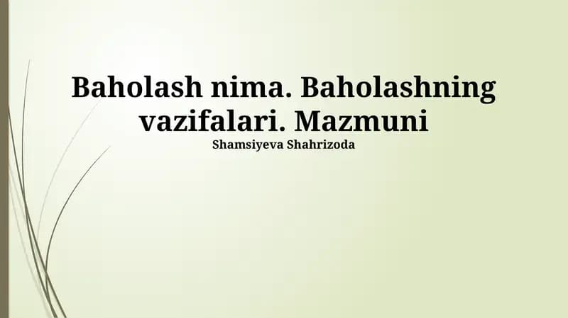 Baholash nima.