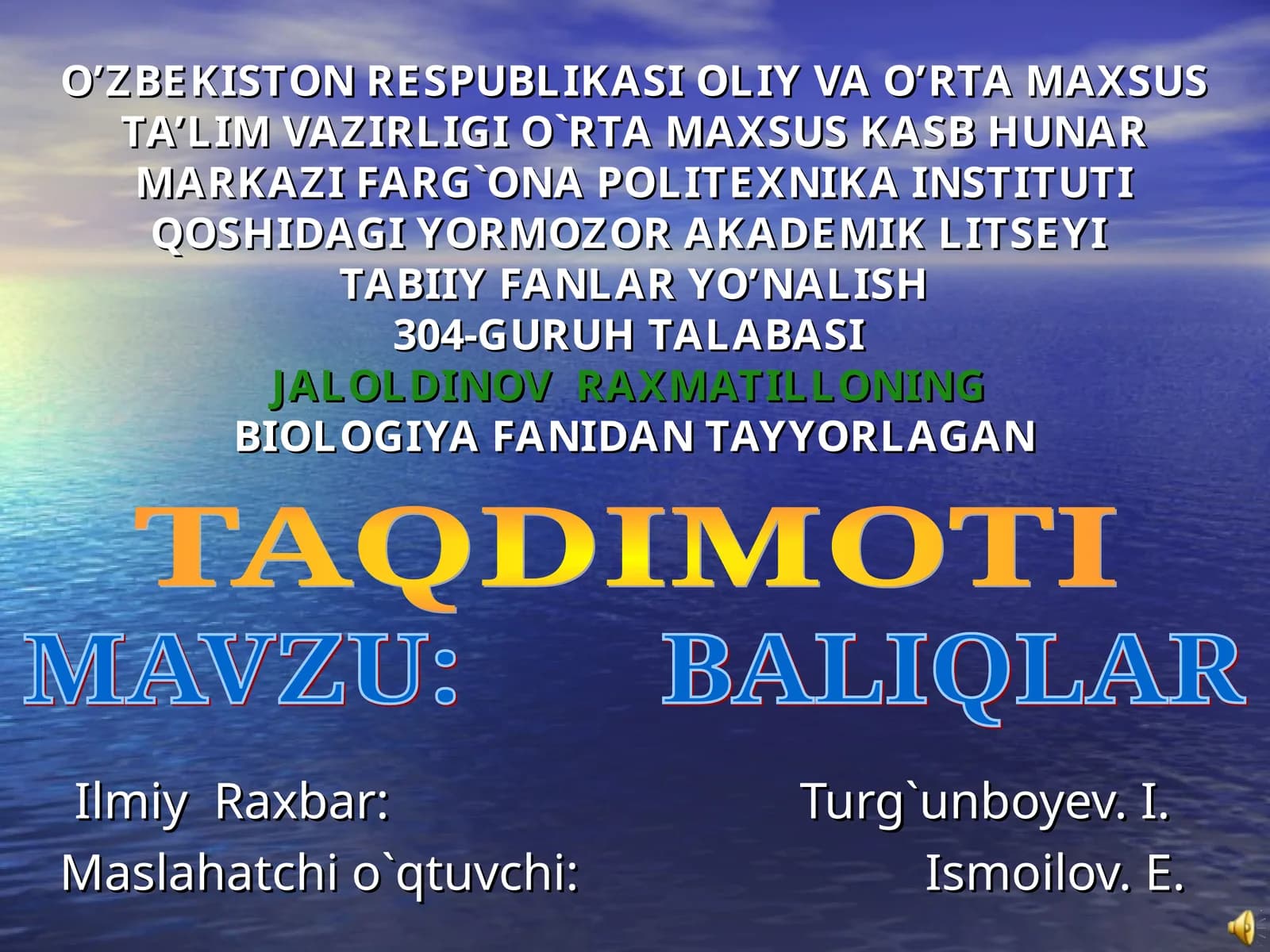 Yormozor akademik litseyi biologiya fanlari