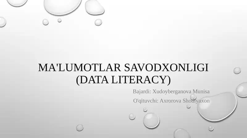 Ma'lumotlar savodxonligi (DATA LITERACY)