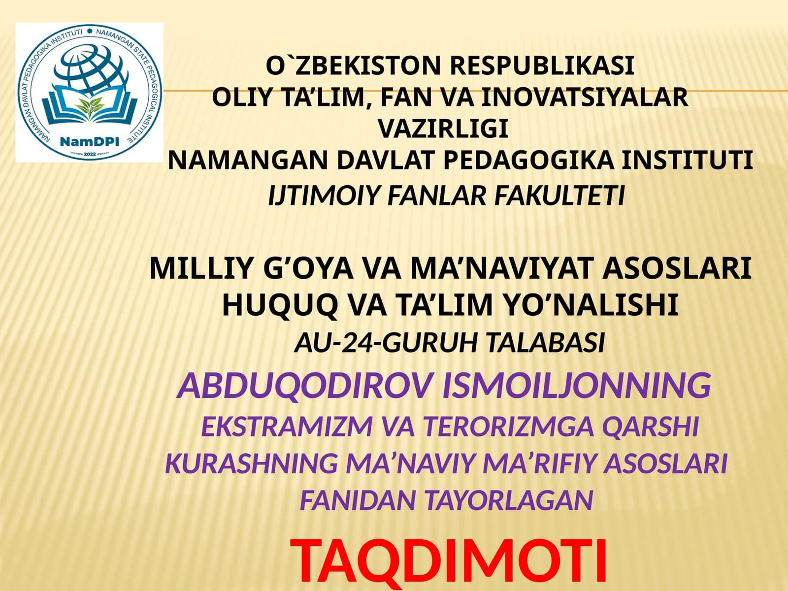 Sh.Mirziyoyevning BMT BA 72-sessiyasidagi nutqida xalqaro terrorga qarshi kurash masalalari