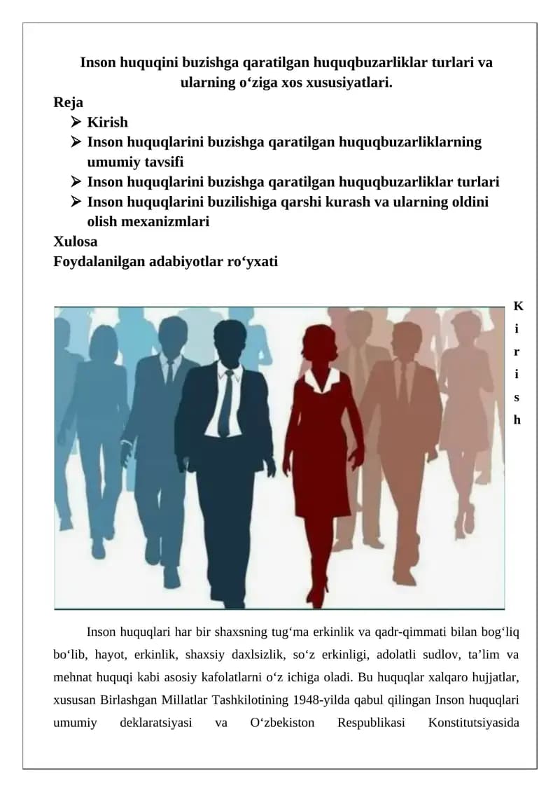 Inson huquqlarini buzishga qaratilgan huquqbuzarliklar