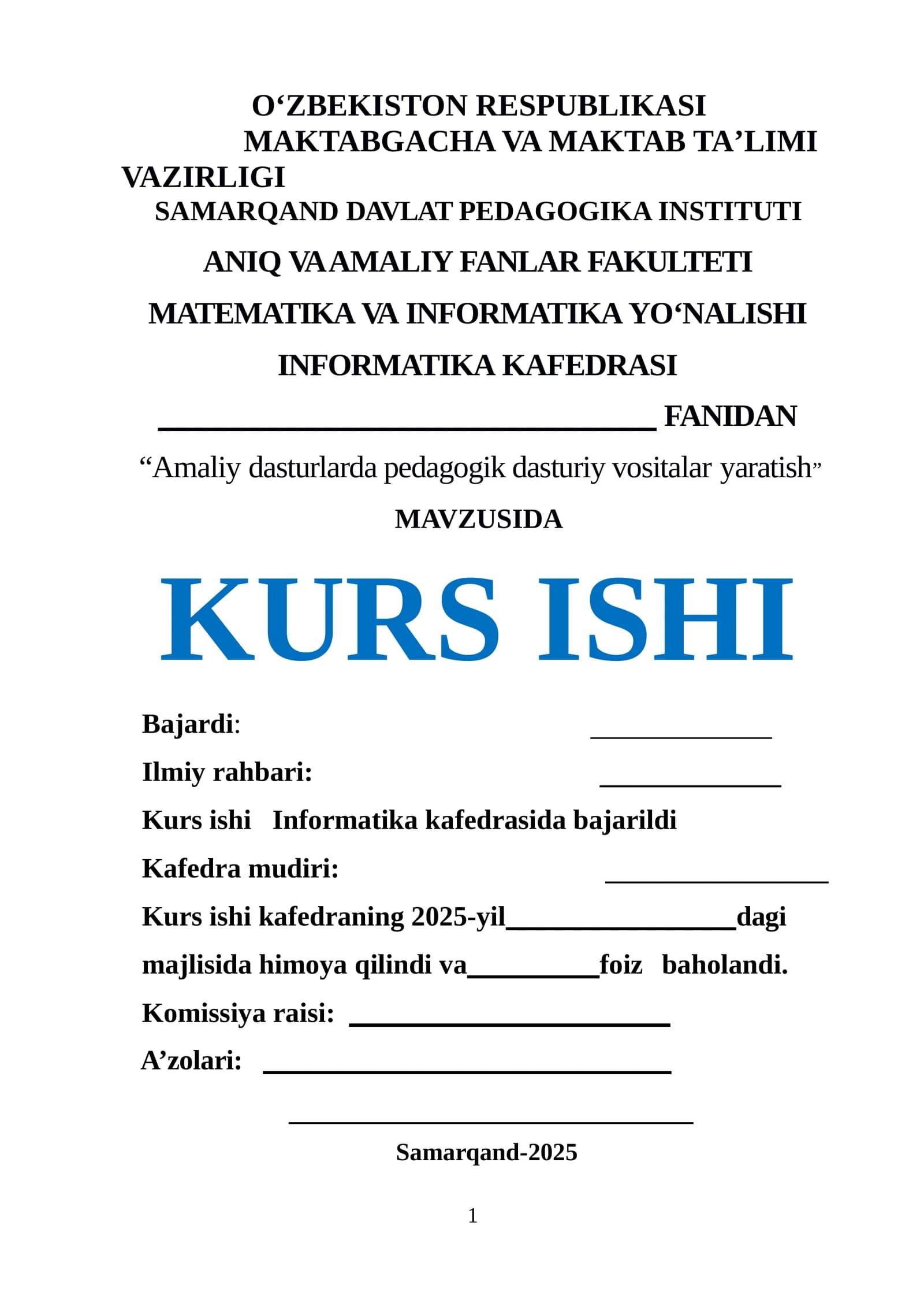 Amaliy dasturlarda pedagogik dasturiy vositalar yaratish